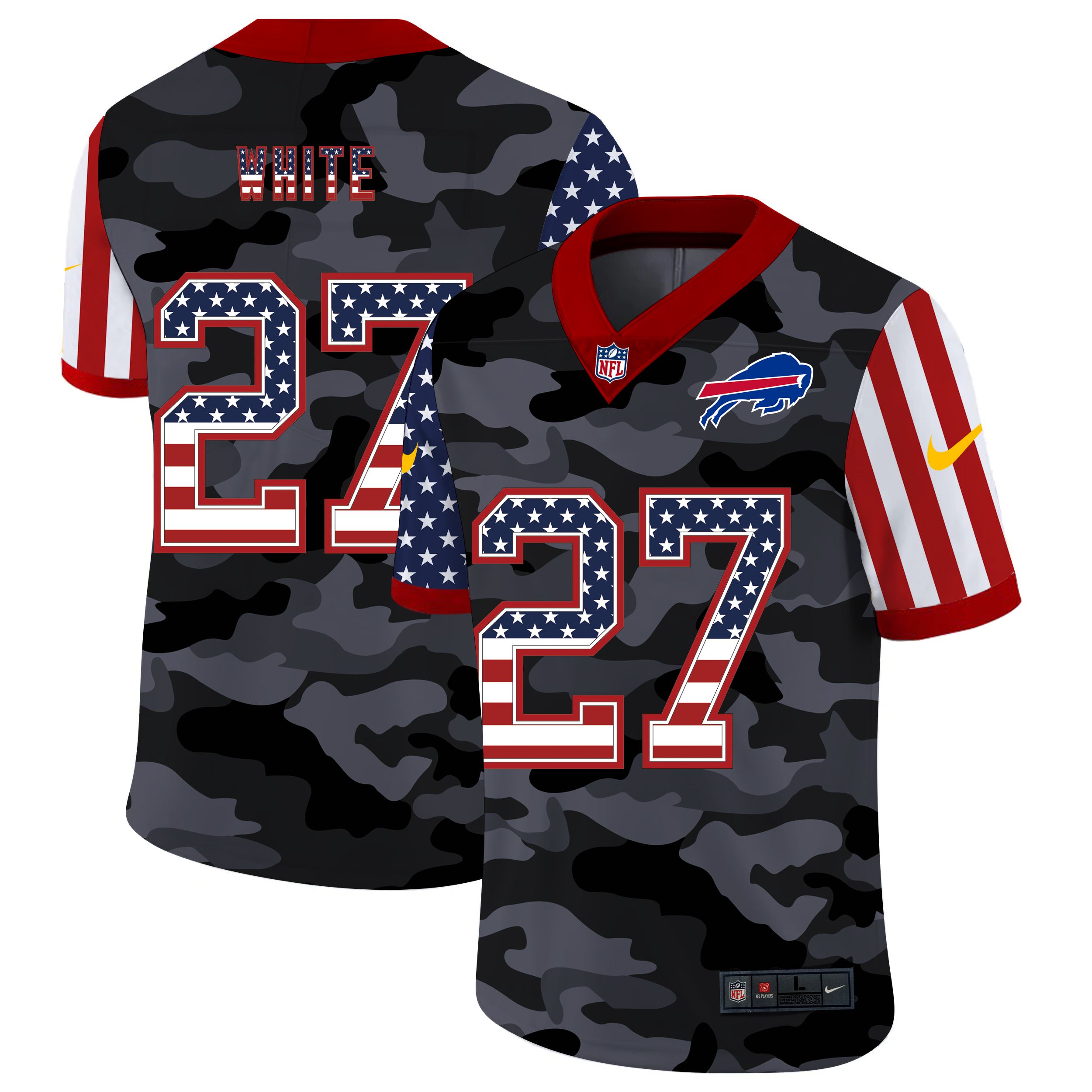 Men Buffalo Bills #27 White 2020 Nike USA Camo Salute to Service Limited NFL Jerseys->atlanta falcons->NFL Jersey